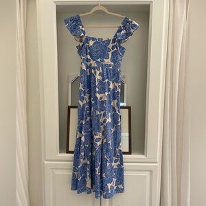 London Times Blue and Cream Patterned Dress size 2 / 4